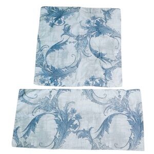 Dea Italy Egyptian Cotton King Pillowcase & Euro Sham Set Pale Blue Floral